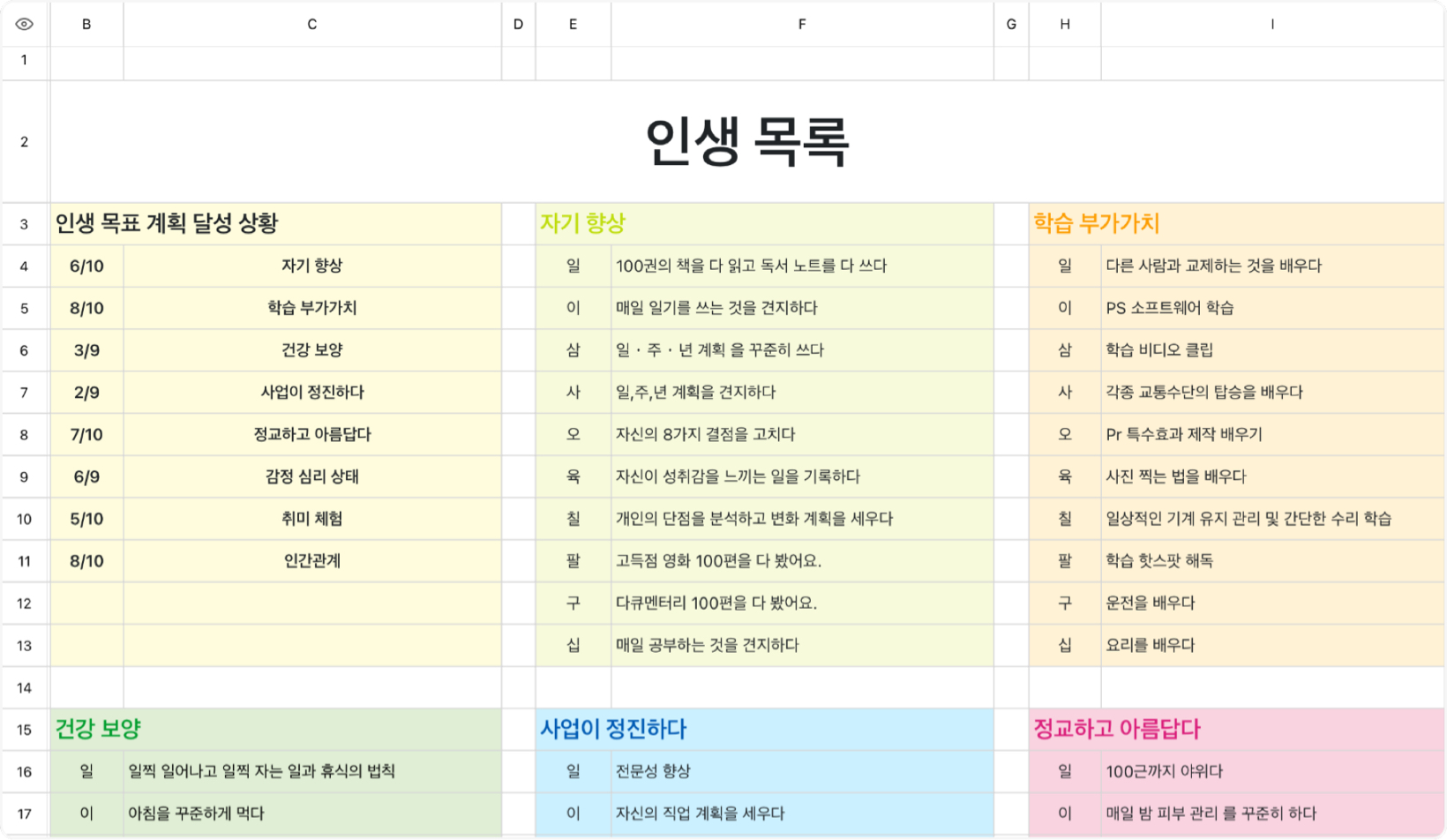 인생 목록